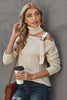 Women's Apricot Strapped Cut out Shoulder Turtleneck Sweater - My Store