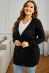 Fashion Black Front Pocket and Buttons Closure Cardigan - My Store