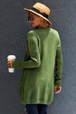 Green Front Pocket and Buttons Closure Cardigan - My Store