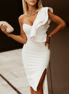 White One-shoulder Formal Dress - My Store