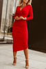 Red Wrap Sheath Midi Dress - My Store