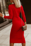 Red Wrap Sheath Midi Dress - My Store