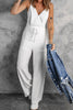 White Spaghetti Strap Wide Leg Jumpsuit - My Store