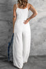 White Spaghetti Strap Wide Leg Jumpsuit - My Store