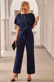 Chic Blue Oh So Glam Belted Wide Leg Jumpsuit - My Store