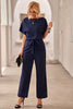 Chic Blue Oh So Glam Belted Wide Leg Jumpsuit - My Store