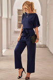 Chic Blue Oh So Glam Belted Wide Leg Jumpsuit - My Store