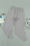 Women's Gray Drawstring Elastic Waist Pockets Long Straight Legs Pants - My Store