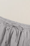 Women's Gray Drawstring Elastic Waist Pockets Long Straight Legs Pants - My Store