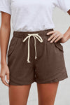 Women Casual Khaki Faylin Linen Shorts - My Store