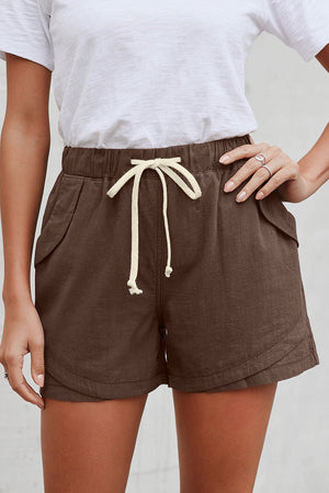 Women Casual Khaki Faylin Linen Shorts - My Store