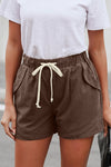 Women Casual Khaki Faylin Linen Shorts - My Store