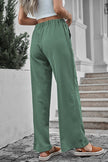 Green Crinkled Wide Leg Pants - My Store