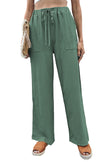 Green Crinkled Wide Leg Pants - My Store