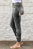 Women's Fashion Gray Drawstring Elastic Waist Hole Ripped Jeans - My Store