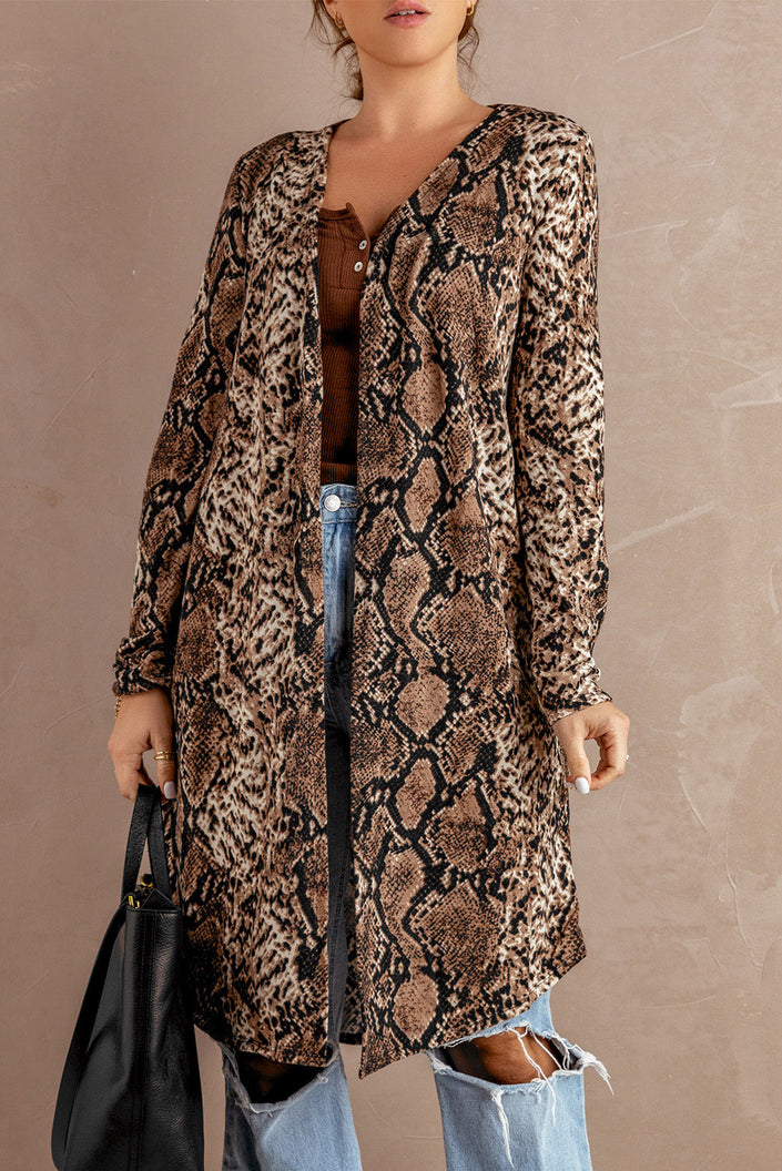 Fashion Snake Print Long Cardigan - My Store