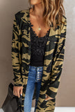 Fashion Green Camo Print Long Cardigan - My Store