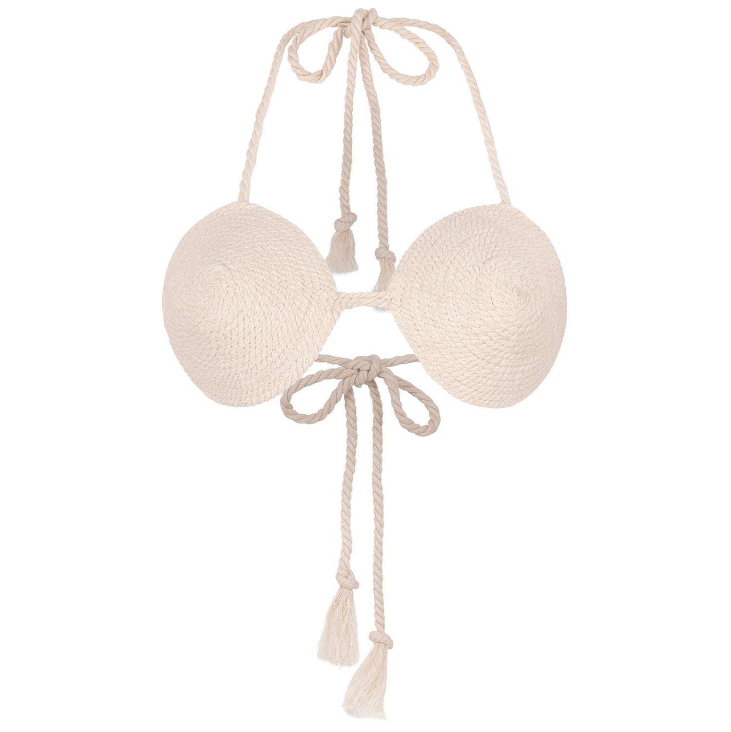 LEIA Cotton Rope Bikini Top In Off-white - My Store