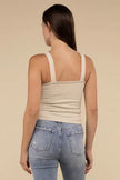 Ribbed Bra Padded V-Neck Tank Top - My Store