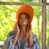 LOLA Wide Brim Jute Straw Hat In Orange - My Store