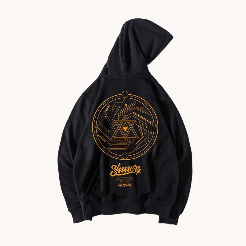 Graphic Hoodie with Irregular Circular Design