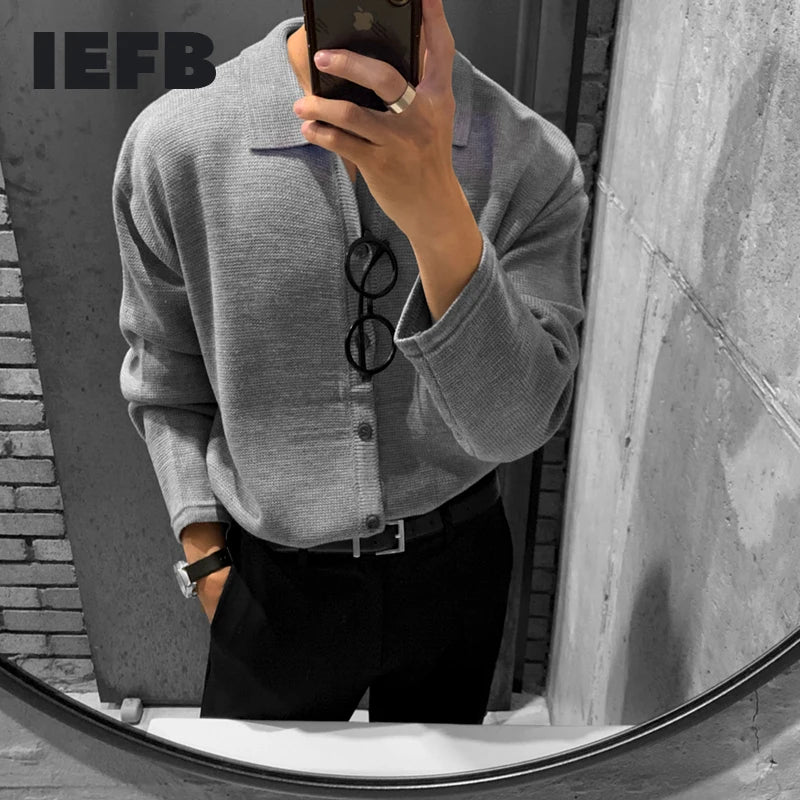 IEFB Men's Single-Breasted Knitted Shirt - My Store