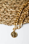 "Dos Pesos" Gold Chunky Link Chain Coin Pendant Necklace - My Store