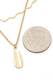 Two Layer gold Flat Teardrop Pendant Wavy Necklace - My Store