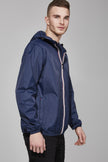 Navy full zip packable rain jacket and windbreaker - My Store