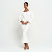 MARJORIE Bamboo Ruffle Dress, in Off-white - My Store