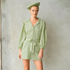 MEGHAN Mini Gingham Dress, in Olive Green - My Store