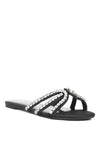 Mezzie Diamante Embellished Flat Sandals - My Store