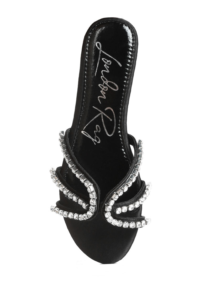 Mezzie Diamante Embellished Flat Sandals - My Store