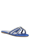 Mezzie Diamante Embellished Flat Sandals - My Store