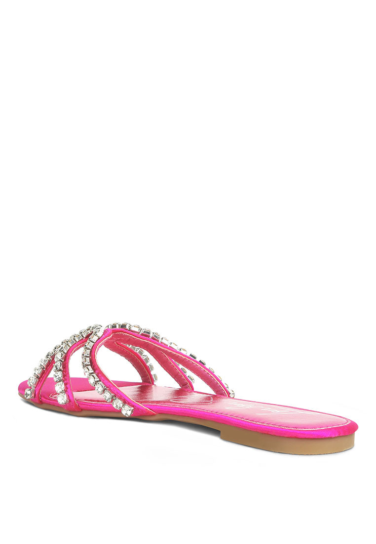 Mezzie Diamante Embellished Flat Sandals - My Store