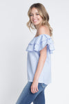 Women's Striped Off Shoulder Ruffle Stripe Blouse - My Store