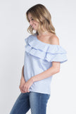 Women's Striped Off Shoulder Ruffle Stripe Blouse - My Store