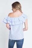 Women's Striped Off Shoulder Ruffle Stripe Blouse - My Store