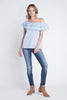 Women's Striped Off Shoulder Ruffle Stripe Blouse - My Store