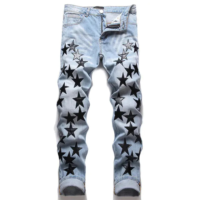 High Street Black Star Embroidery Jeans - My Store