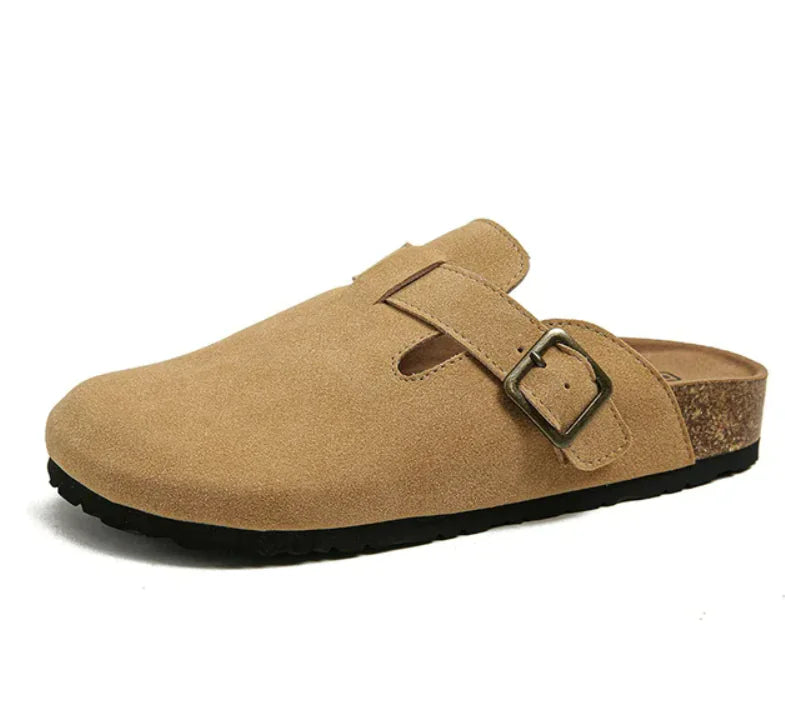 Unisex Suede Cork Boston Clogs Slip-on Mules