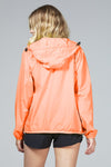 Women's orange fluo full zip packable rain jacket and windbreaker - My Store