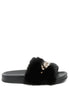 Chums Metal Chain Detail Fur Slides - My Store