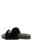 Chums Metal Chain Detail Fur Slides - My Store