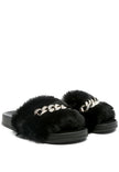 Chums Metal Chain Detail Fur Slides - My Store