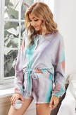 Multicolor Tie Dye Knit Long Sleeve Pajamas Set - My Store