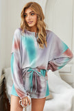 Multicolor Tie Dye Knit Long Sleeve Pajamas Set - My Store