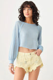 Yellow Frayed Hem Denim Shorts