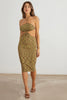 Abstract Ribbed O-Ring Halter Neck Cut-Out Midi Dress - My Store