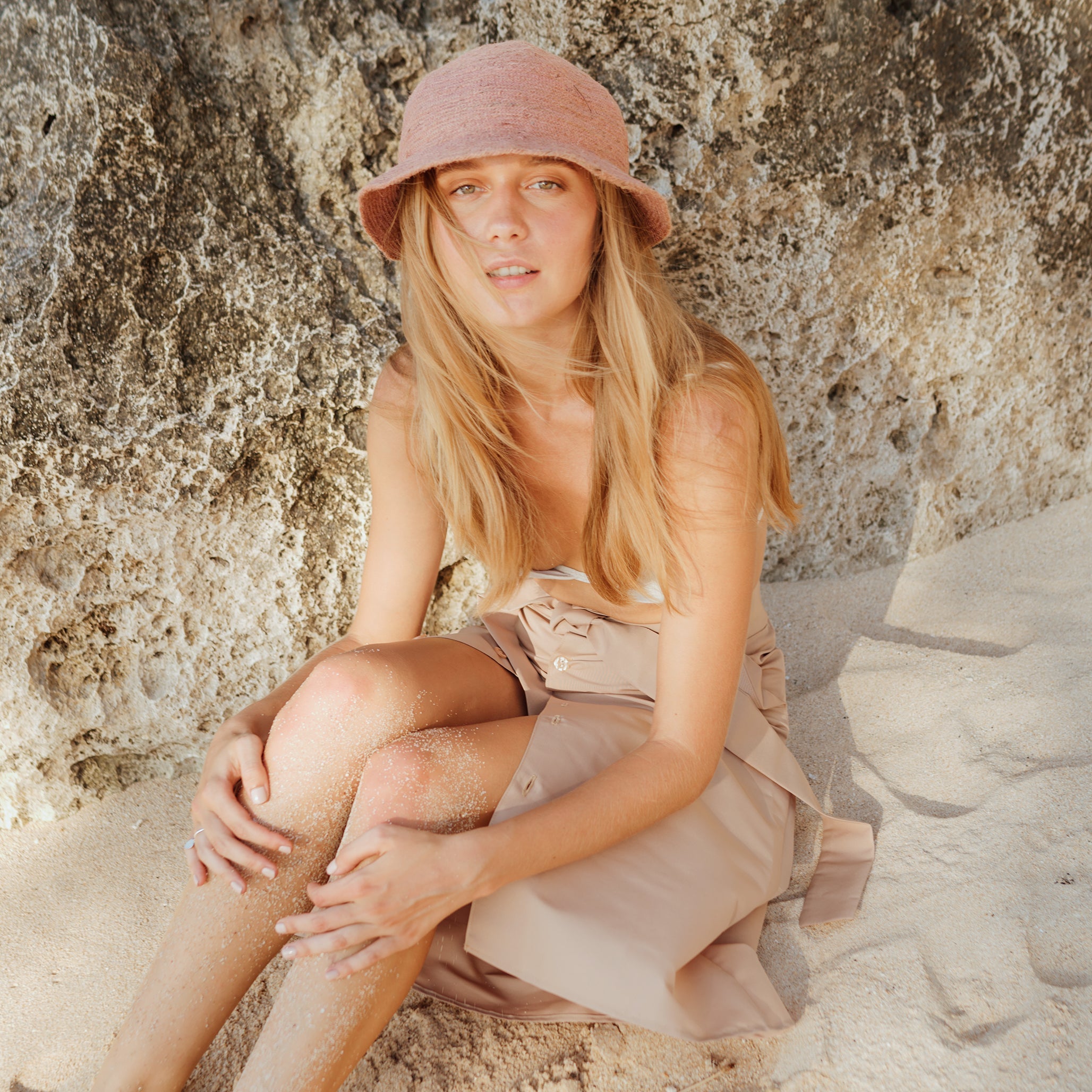 NALA Safari Jute Straw Hat In Blush Rose - My Store